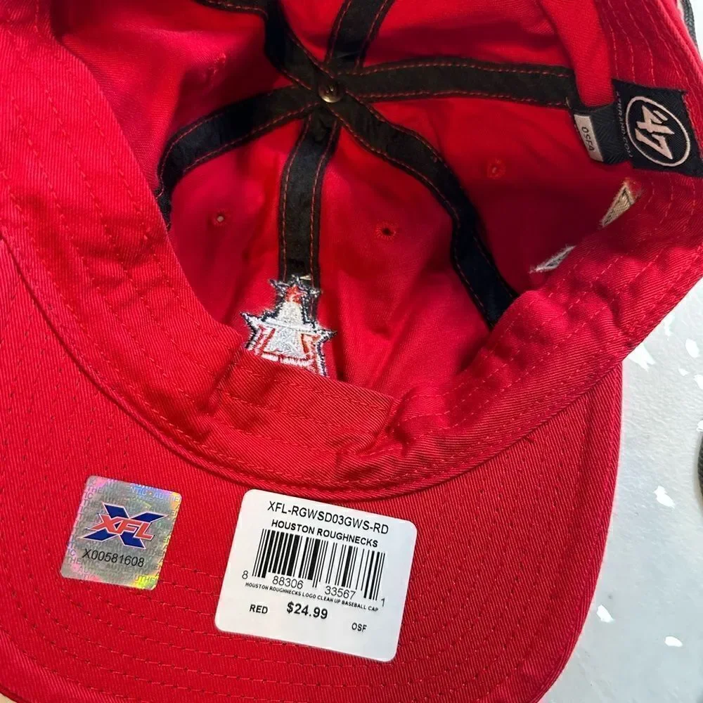 NWT ‘47 Houston Roughnecks Football Red Adjustable Baseball Cap Hat Stadium Bag